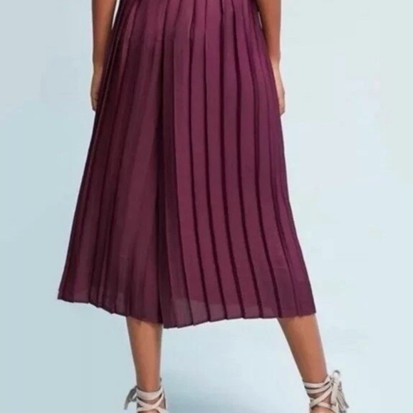Feather Bone By Anthropologie Pleated Wide Leg Cropped Pants Plum Women’s XS - Picture 3 of 12